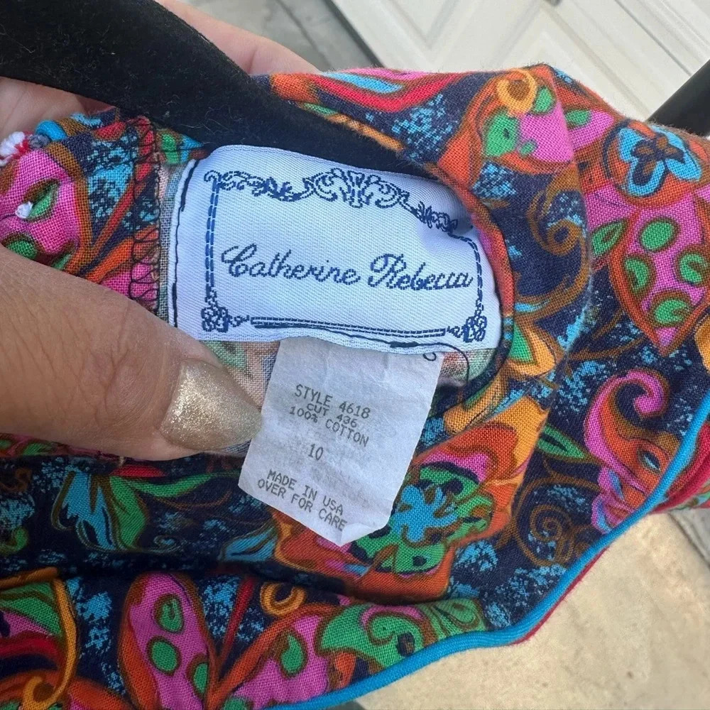 Vintage floral colorful girls dress size 10 - Picture 5 of 6